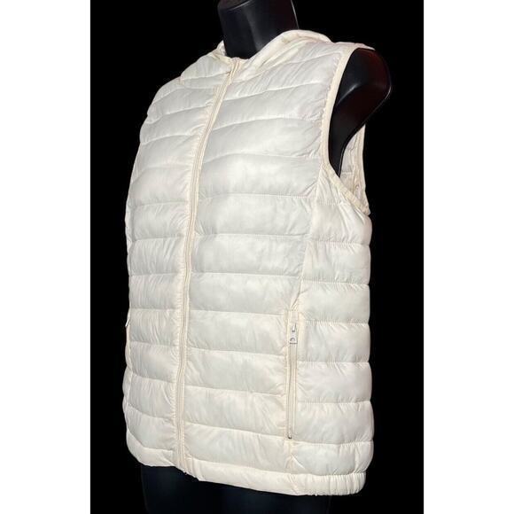 Copper Key Cream Vest Puff Quilted Hooded Jacket Women Size Large Zip Front - Picture 9 of 11